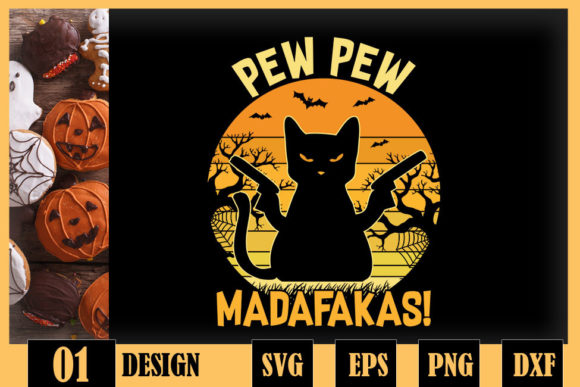 Cat Pew Pew Madafakas Halloween Graphics for Crafts