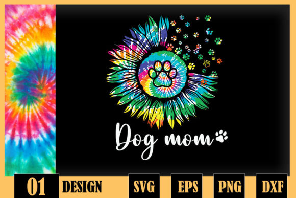 Dog Mom Paws Prints Tie Dye Hippie Graphics for Crafts