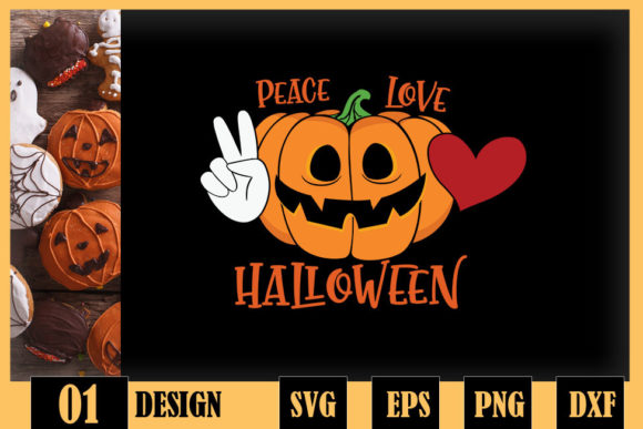 Halloween Peace Love and Pumpkins Graphics for Crafts