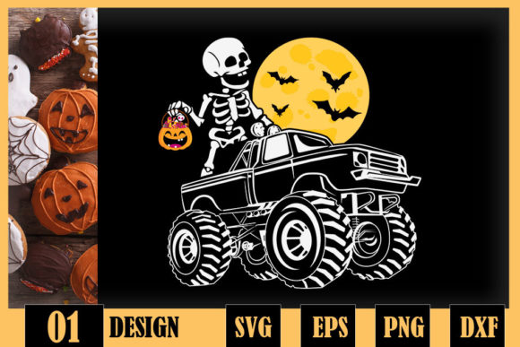 Halloween Skeleton Riding Monster Truck